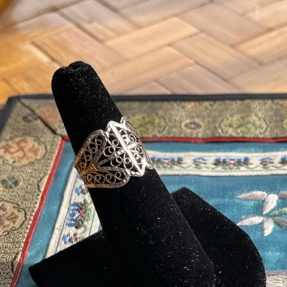 Vintage 925 silver filigree ring - Picture 2 of 6